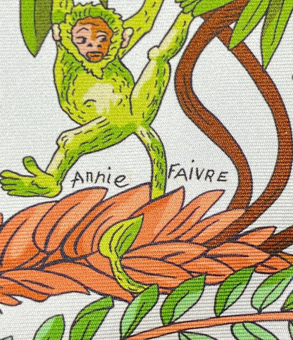 美品 HERMES スカーフ シルク100% カレダブルフェイス90 リバーシブル LE JARDIN DES PEINTRES レディース エルメス