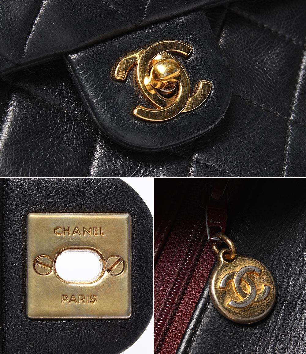 CHANEL チェーンショルダーバッグ ゴールド金具 シングルチェーン シングルフラップ ラムスキン 2番台 マトラッセ20 レディース シャネル