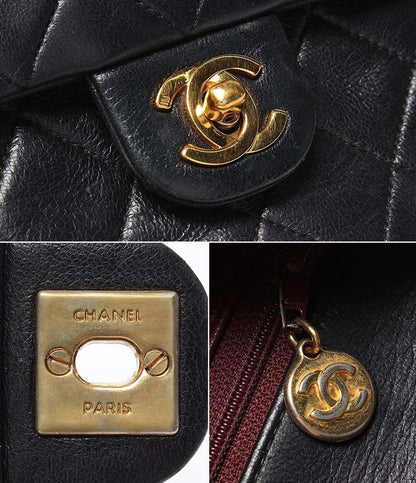 CHANEL チェーンショルダーバッグ ゴールド金具 シングルチェーン シングルフラップ ラムスキン 2番台 マトラッセ20 レディース シャネル