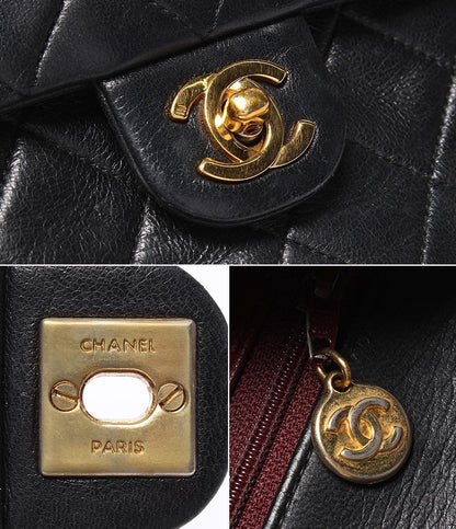 CHANEL チェーンショルダーバッグ ゴールド金具 シングルチェーン シングルフラップ ラムスキン 2番台 マトラッセ20 レディース シャネル
