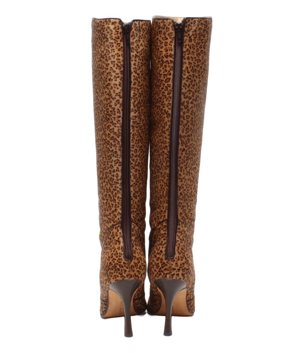 マノロブラニク ロングブーツ ハラコ レオパード レディース SIZE 38 (M) MANOLO BLAHNIK