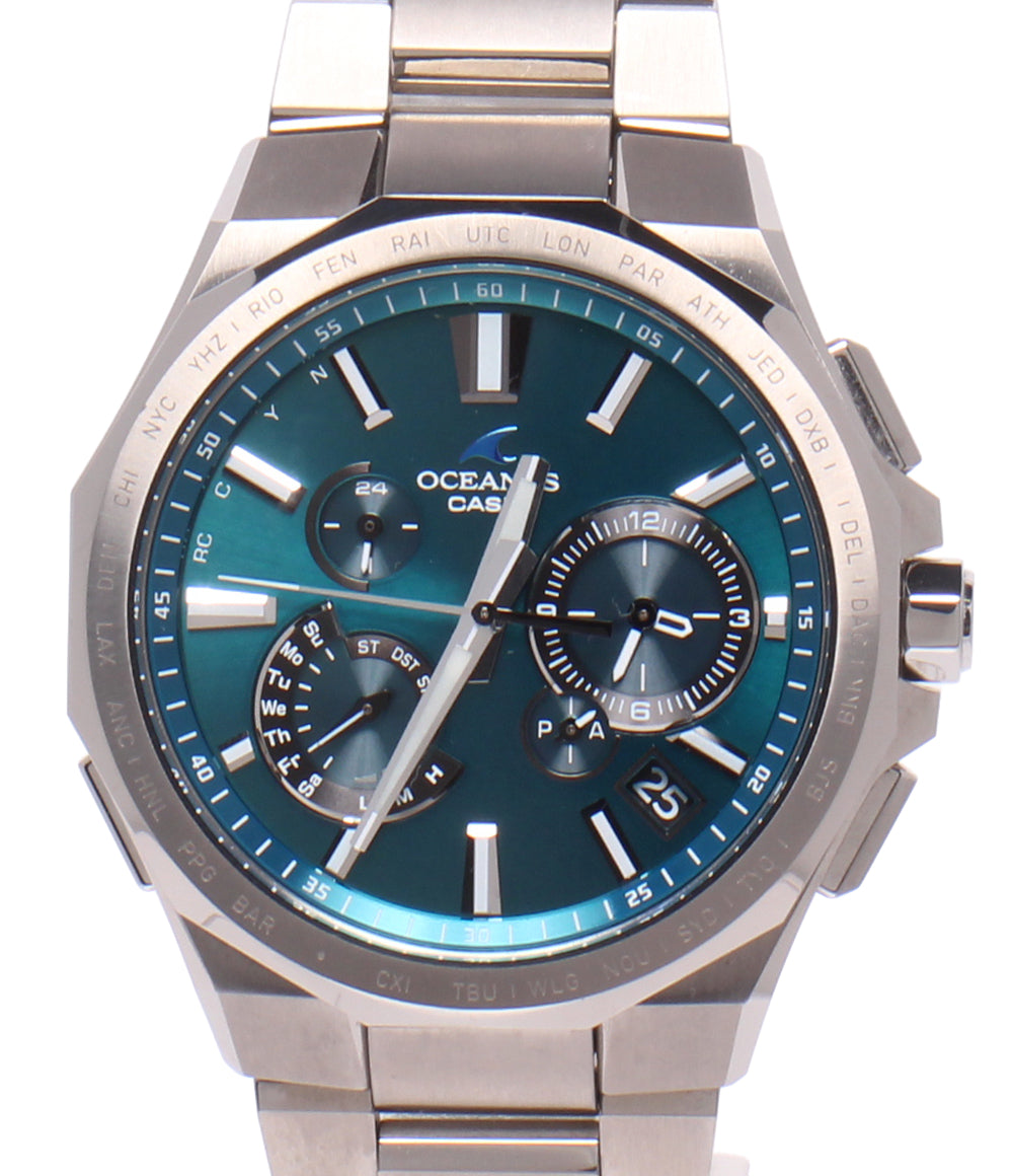 CASIO 腕時計 ブルートゥース搭載 オシアナス OCEANUS ソーラー電波 グリーン OCW-T6000 メンズ カシオ