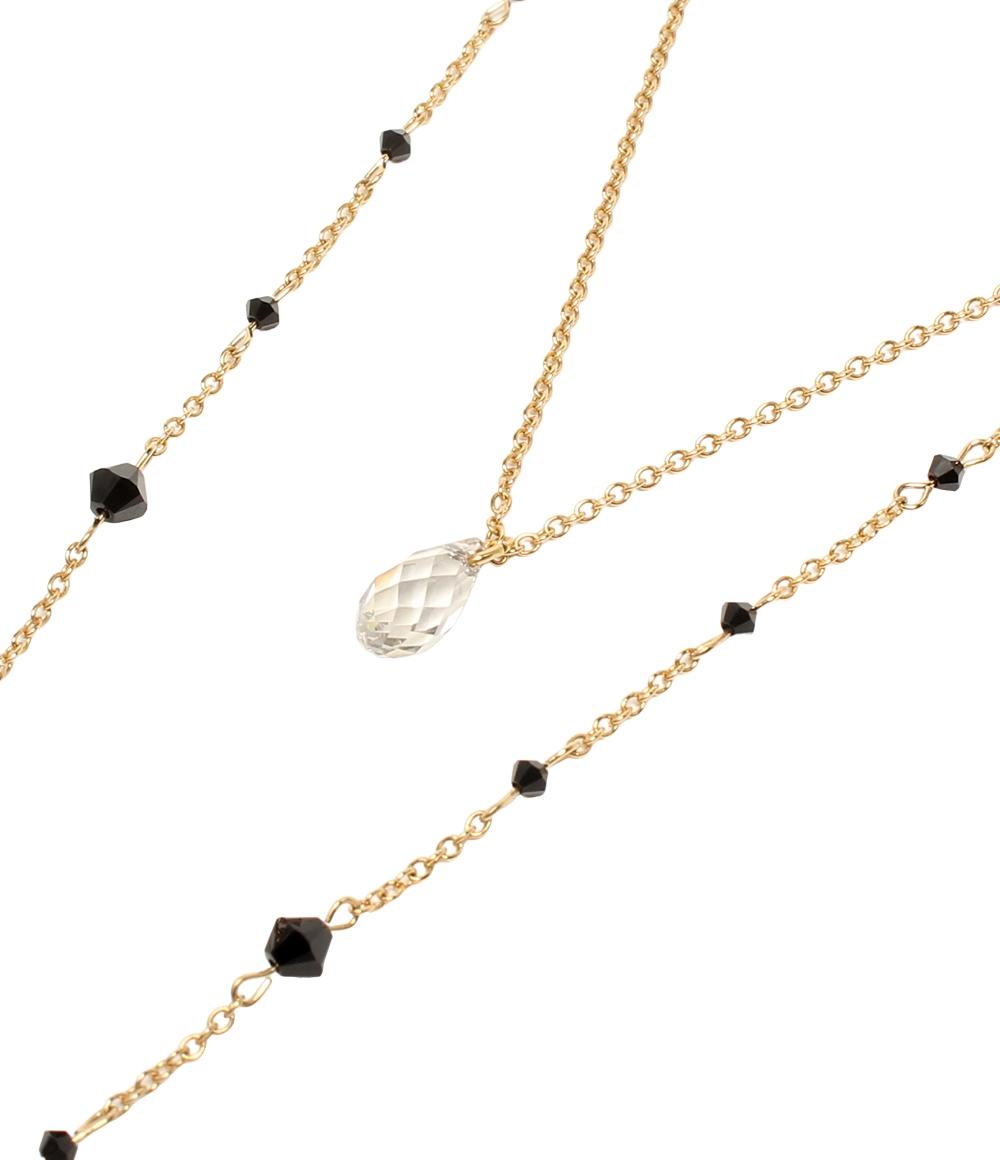 美品 スワロフスキー ロングネックレス 2連 クロスモチーフ ハートモチーフ レディース SWAROVSKI