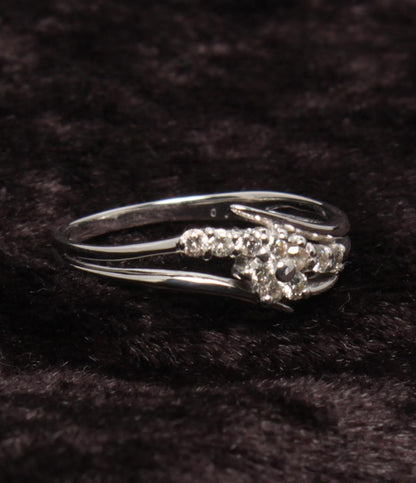 美品 リング 指輪 K18WG ダイヤ 0.20ct フラワーモチーフ レディース SIZE 12号