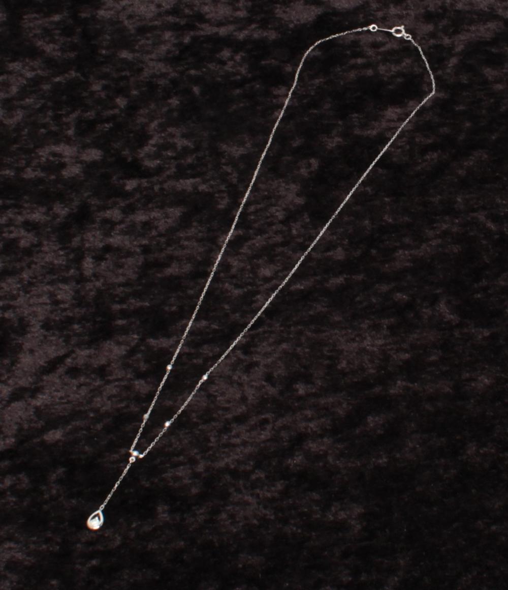 美品 ネックレス K18WG ダイヤ 0.07ct しずくモチーフ レディース