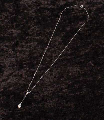 美品 ネックレス K18WG ダイヤ 0.07ct しずくモチーフ レディース