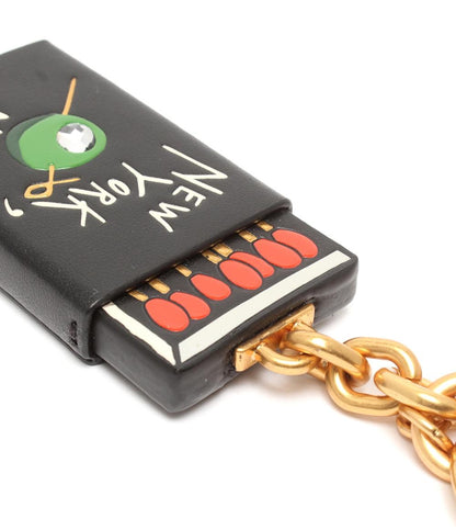 美品 Kate Spade バッグチャーム キーリング キーホルダー レザー マッチ箱モチーフ レディース ケイトスペード