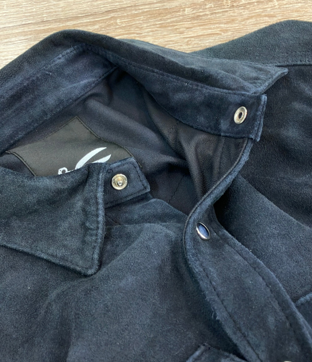 DENHAM 長袖シャツ やぎ革 スナップボタン SUEDE LEATHER SHIRT 01-22-08-40-091 メンズ SIZE S デンハム