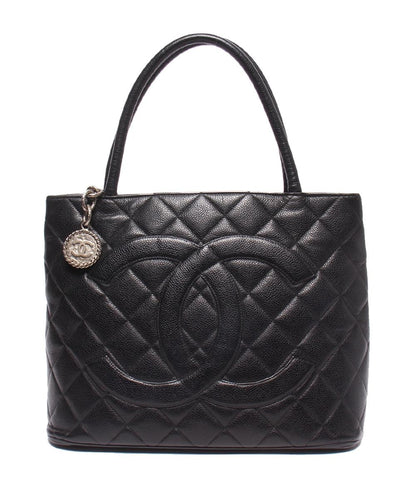 CHANEL トートバッグ シルバー金具 復刻トート キャビアスキン メダリオン ココマーク ６番台 レディース シャネル