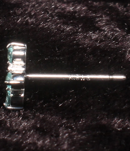 美品 ピアス K18WG パライバトルマリン 0.14ct  ダイヤ 0.04ct クロスモチーフ レディース