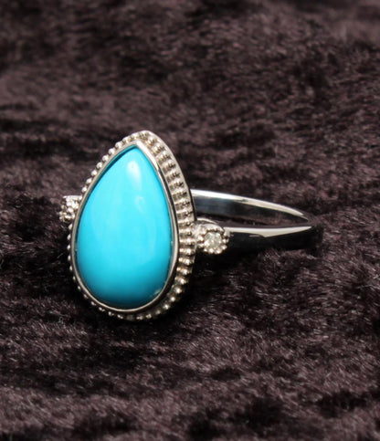 美品 リング 指輪 SV925 ターコイズ ダイヤ 0.03ct レディース SIZE 15号