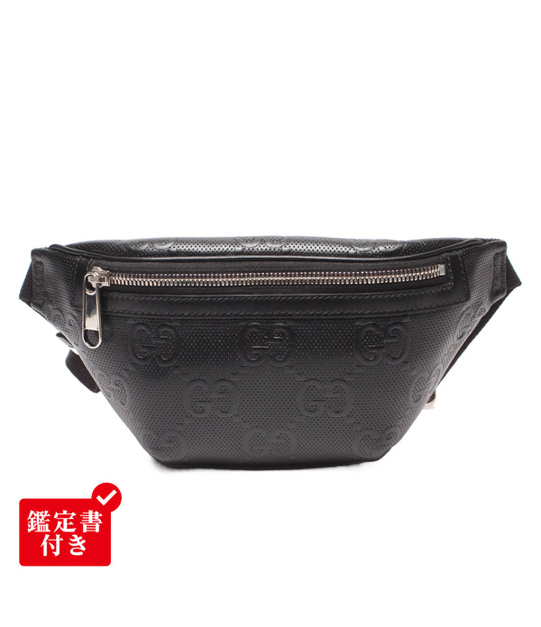 美品 GUCCI ウエストポーチ ボディバッグ GGエンボス 658582 325040 メンズ グッチ
