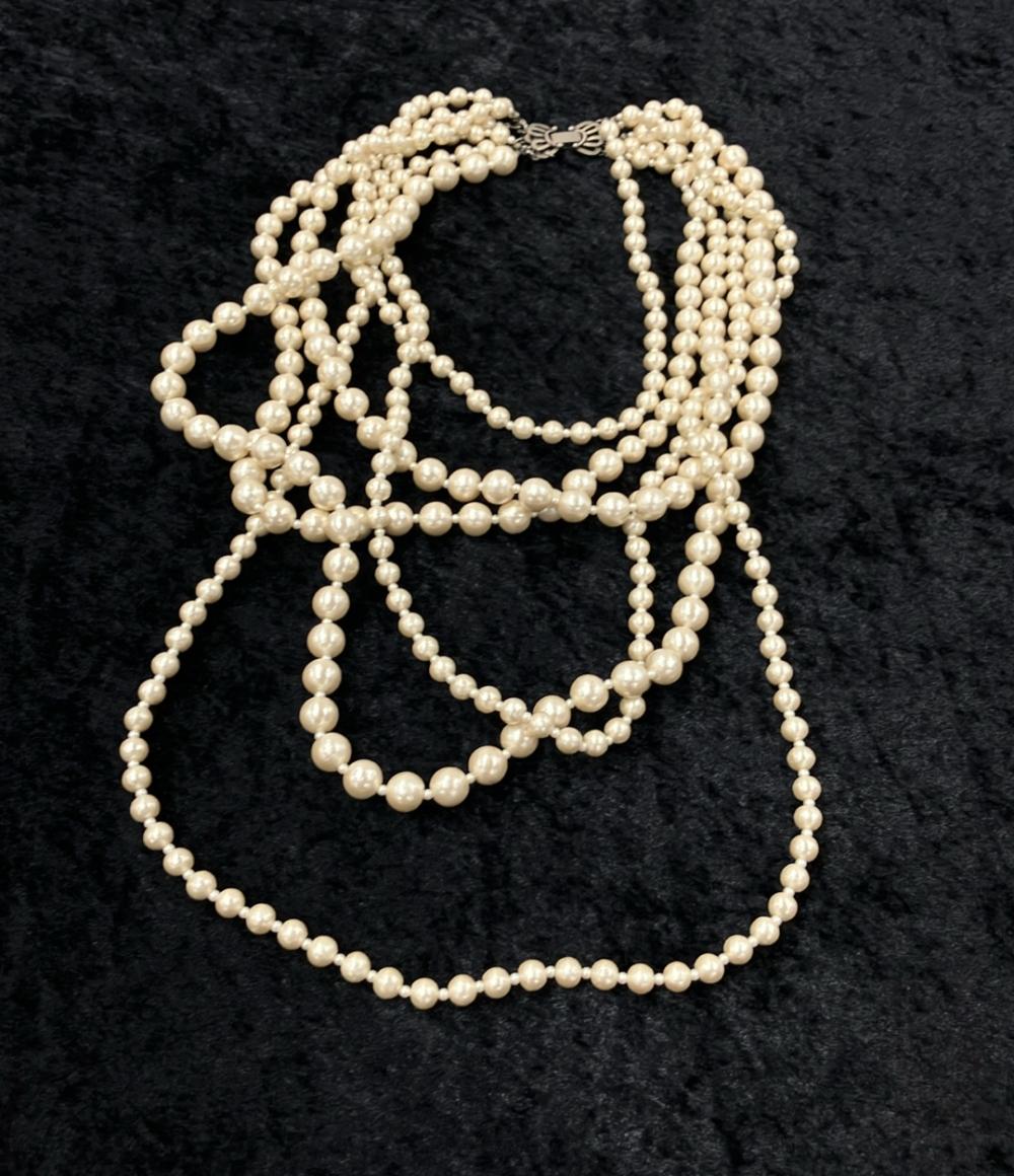 プティローブノアー 6連ネックレス イヤリング コットンパール 2点セット レディース petite robe noire