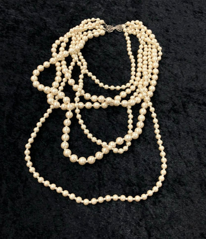 プティローブノアー 6連ネックレス イヤリング コットンパール 2点セット レディース petite robe noire