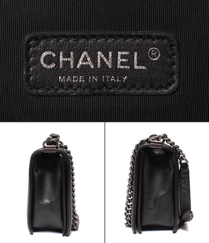 CHANEL チェーンショルダーバッグ 肩掛け ヴィンテージ シルバー金具 スムースレザー 19番台 ボーイシャネル 25 レディース シャネル