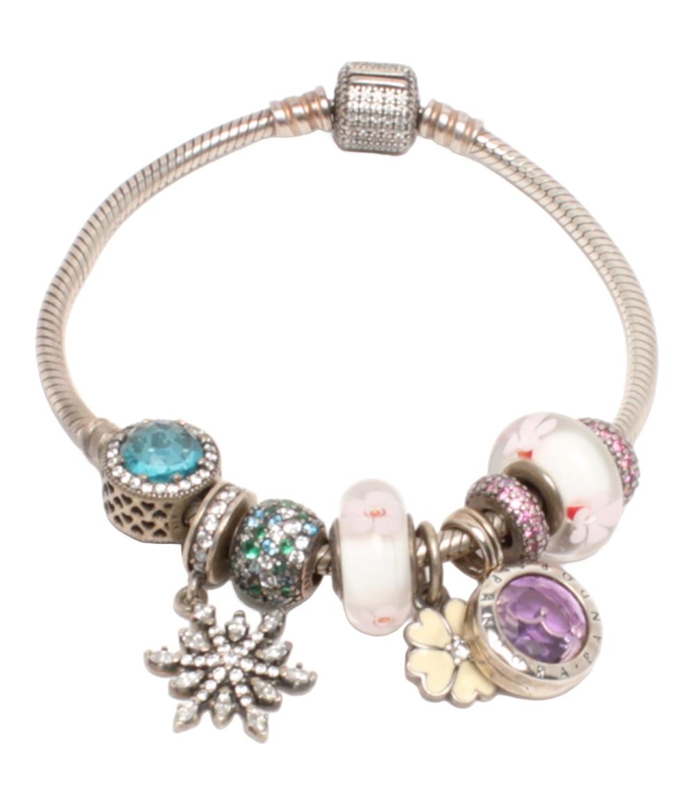 PANDORA ブレスレット バングル SV925 チャーム フラワーモチーフ 花モチーフ レディース パンドラ