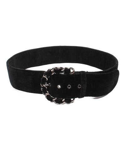 CHANEL ベルト チェーンバックル ベルベットベルト シルバー金具 レディース シャネル