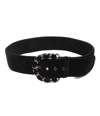 CHANEL ベルト チェーンバックル ベルベットベルト シルバー金具 レディース シャネル