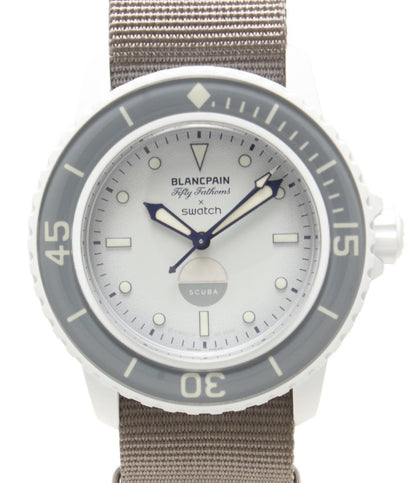 ブランパン スウォッチ 腕時計 Fifty Fathoms Collection Antarctic Ocean 自動巻き SO35N100 レディース Blancpain Swatch