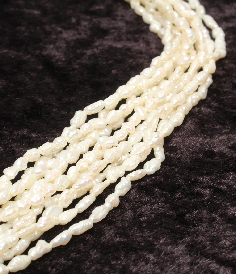 美品 10連ネックレス 10連ブレスレット 淡水パール 2点セット レディース