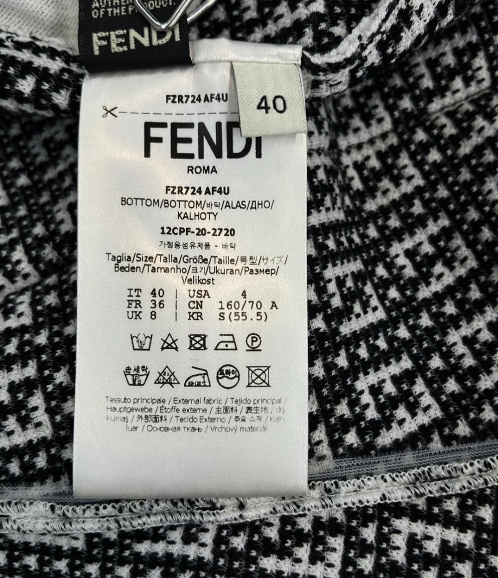 FENDI クロップドパンツ FF柄 ズッキーノ ワイド カプリ丈 ニット 黒 白 FENDI FZR724 AF4U レディース SIZE 40 (M) フェンディ