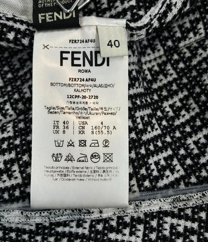 FENDI クロップドパンツ FF柄 ズッキーノ ワイド カプリ丈 ニット 黒 白 FENDI FZR724 AF4U レディース SIZE 40 (M) フェンディ