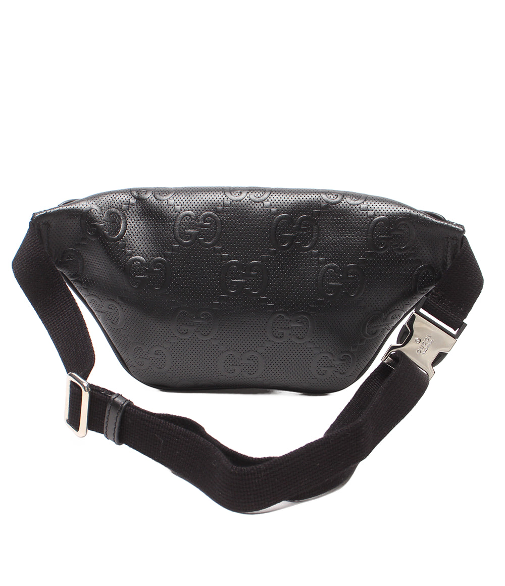美品 GUCCI ウエストポーチ ボディバッグ GGエンボス 658582 325040 メンズ グッチ