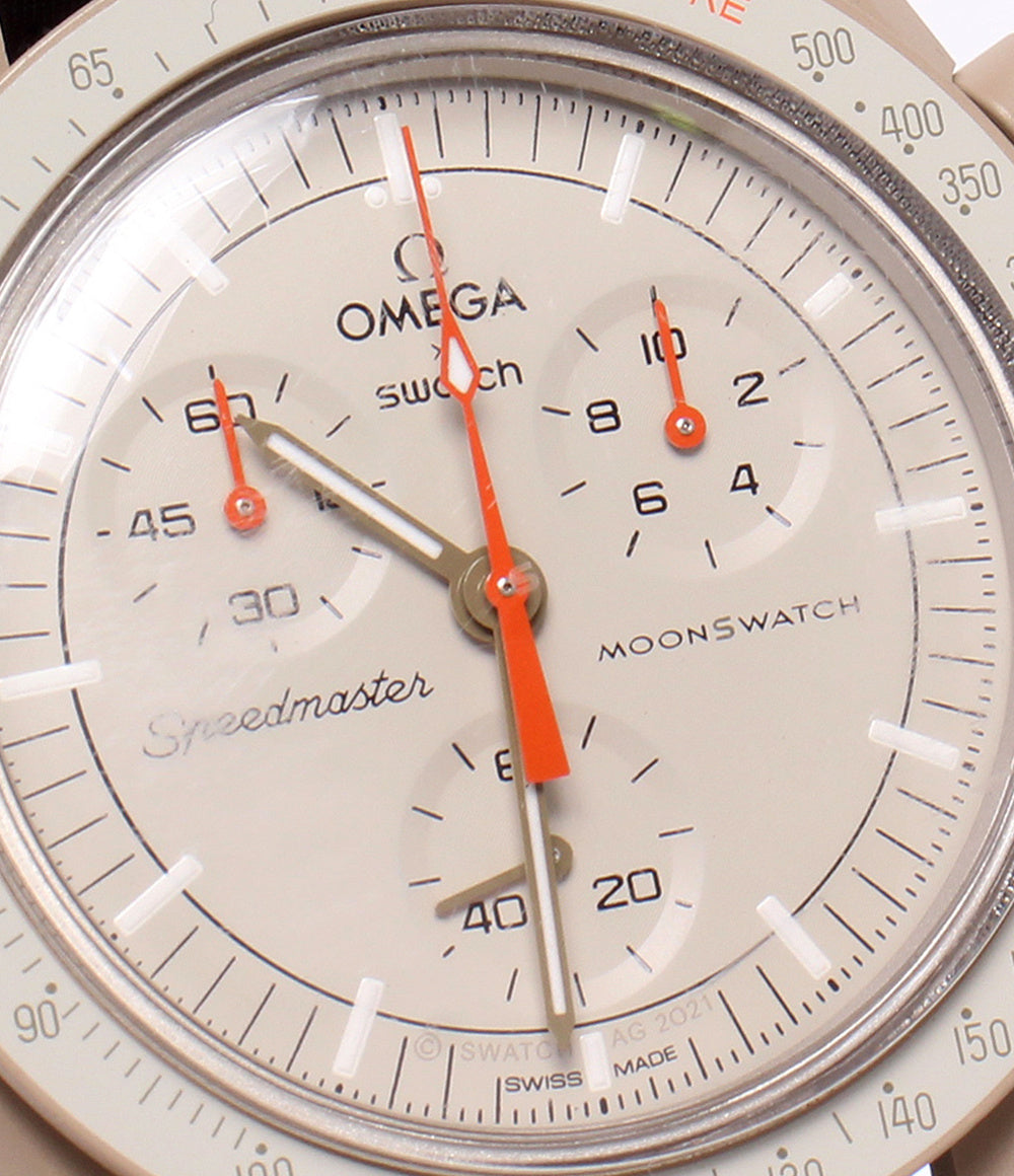 Swatch OMEGA 腕時計 MISSION TO JUPITER ミッション トゥ ジュピター バイオセラミック ムーンスウォッチ クオーツ ベージュ SO33C100 メンズ