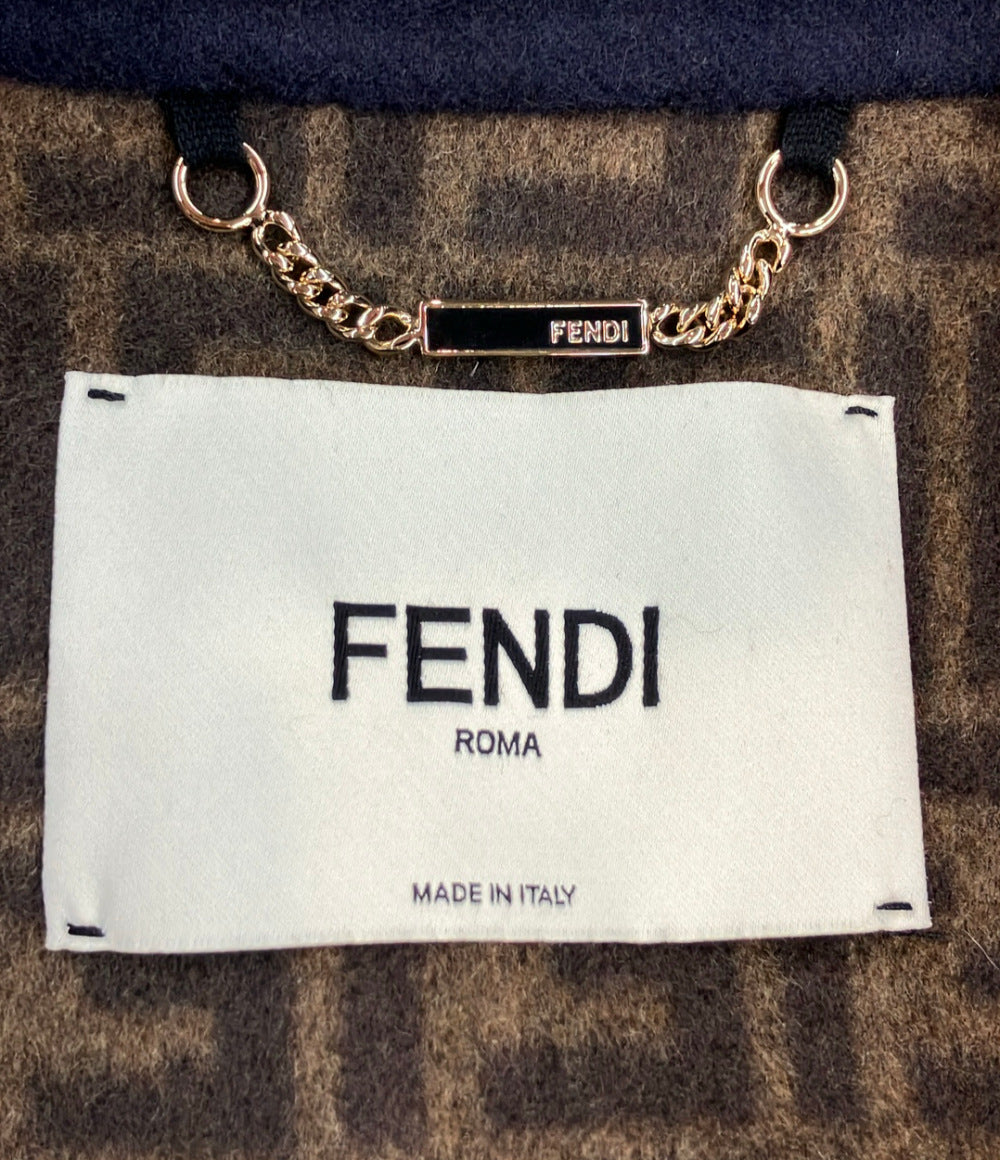 FENDI メルトン ダブルブレストコート ズッカ柄 FF9011 A5HD レディース SIZE 36 (XS) フェンディ