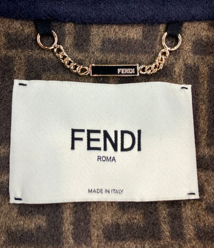 FENDI メルトン ダブルブレストコート ズッカ柄 FF9011 A5HD レディース SIZE 36 (XS) フェンディ