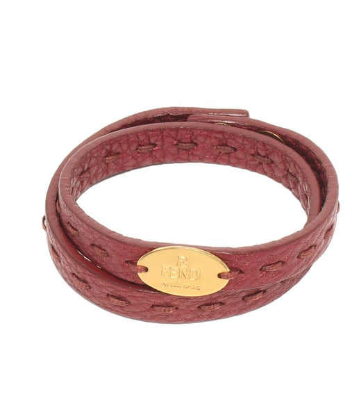 FENDI ピンクレザーブレスレット FENDI（フェンディ） セレリア レザー ブレスレット ピンク＜USED