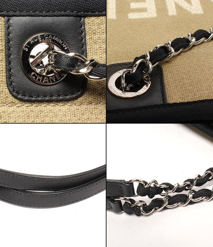 CHANEL チェーン ショルダーバッグ トートバッグ 肩掛け シルバー金具 キャンバス ドーヴィル PM レディース シャネル