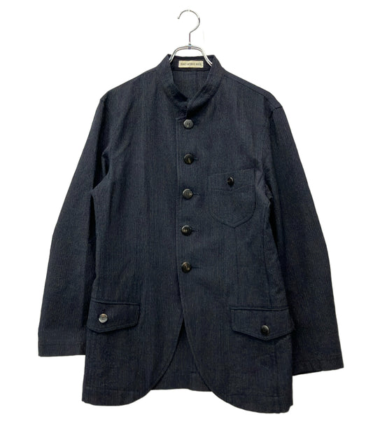 ISSEY MIYAKE MEN スタンドカラージャケット フロントボタン ネイビー ウール ME81-FD525 メンズ SIZE S イッセイミヤケ メン
