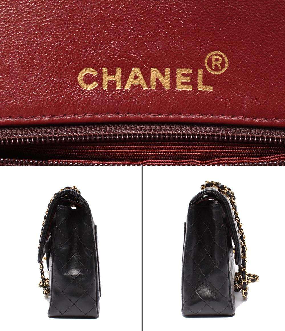 CHANEL チェーンショルダーバッグ 肩掛け ゴールド金具 1番台 ダブルフラップ ダブルチェーン スムースレザー マトラッセ25 レディース シャネル