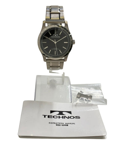 TECHNOS 腕時計 クオーツ ブラック T-1079 メンズ テクノス