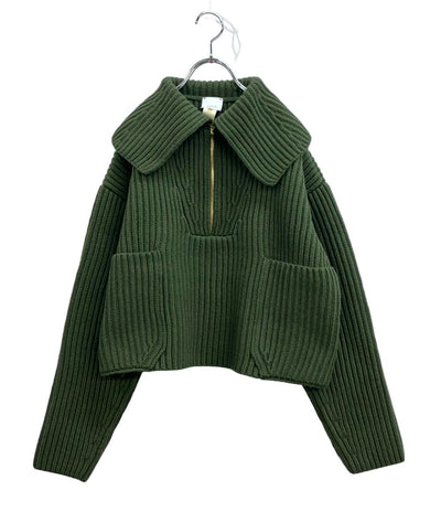 美品 PATOU ジャンパー ハーフジップ リブニット オーバーサイズカラー KN0908055750K レディース SIZE XL パトゥ