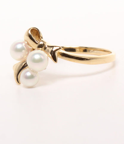 MIKIMOTO リング 指輪 K18 パール 3.0-4.0mm リボンモチーフ レディース SIZE 10号 ミキモト