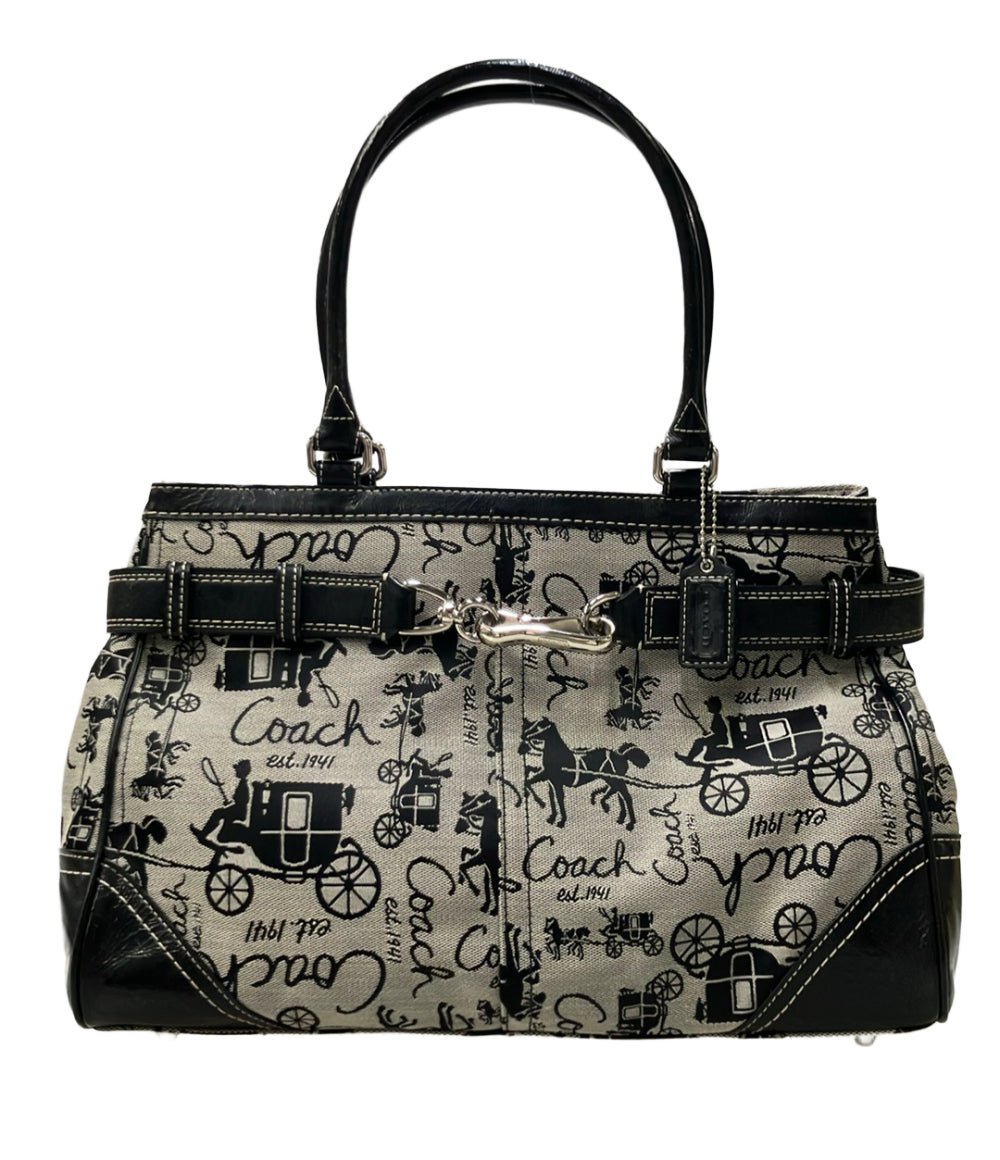 美品 COACH トートバッグ ハンドバッグ ホース＆キャリッジ レザー キャンバス F14445 レディース コーチ