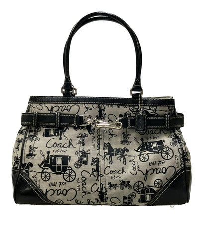 美品 COACH トートバッグ ハンドバッグ ホース＆キャリッジ レザー キャンバス F14445 レディース コーチ