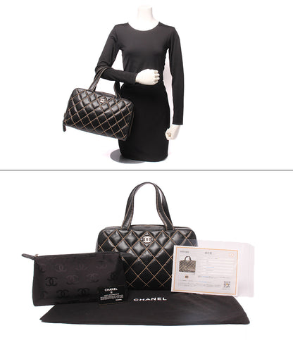 訳あり CHANEL ハンドバッグ ゴールド金具 6番台 ワイルドステッチ レディース シャネル