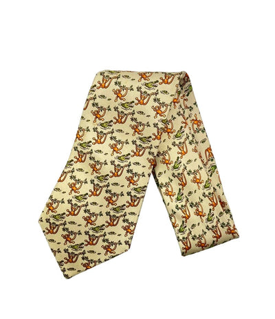 HERMES ネクタイ シルク100% 猿 ワニ メンズ エルメス