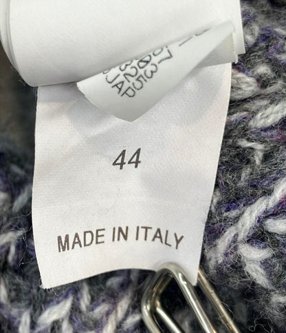 Brunello Cucinelli ニットカーディガン ショールカラー ミックスグレー パープル カシミア 100% メンズ SIZE 44 (S) ブルネロクチネリ