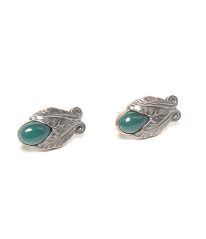 Georg Jensen ネックレス イヤリング SV925 2008 ヘリテージコレクション グリーンアゲート イヤーペンダント 2点セット レディース