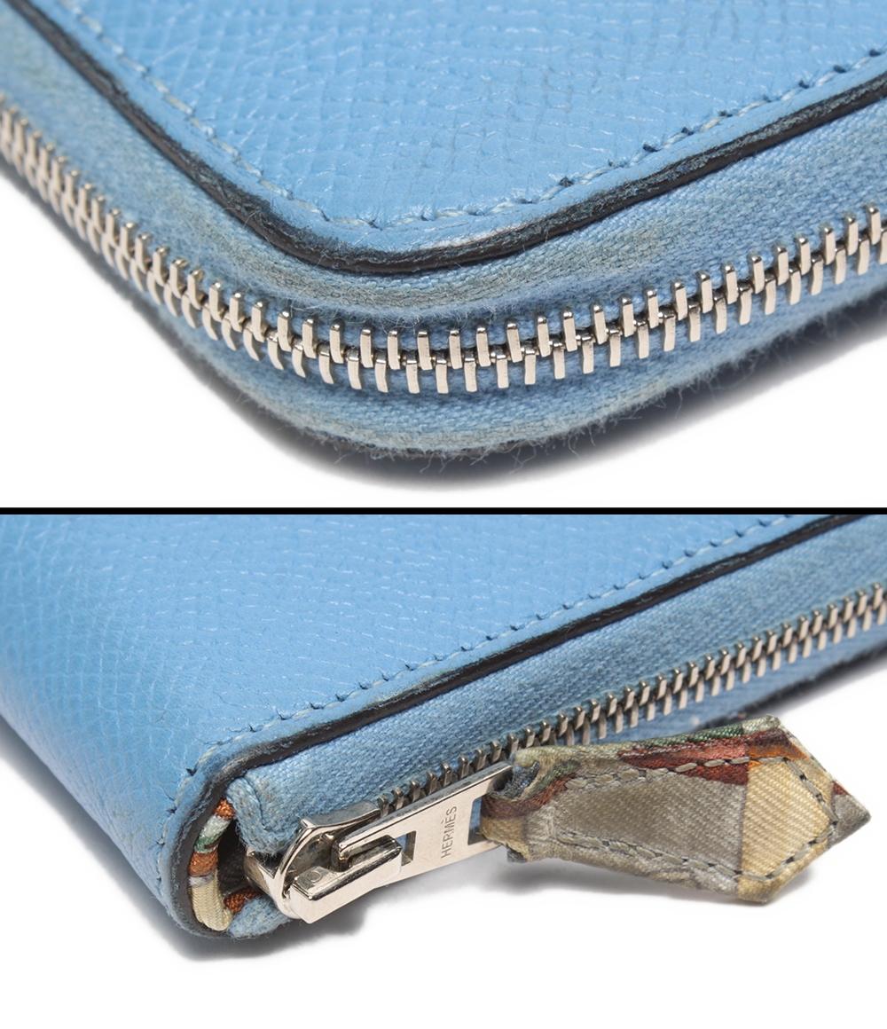 エルメス ラウンドファスナー長財布 □R刻印 シルバー金具 アザップロング シルクイン レディース HERMES