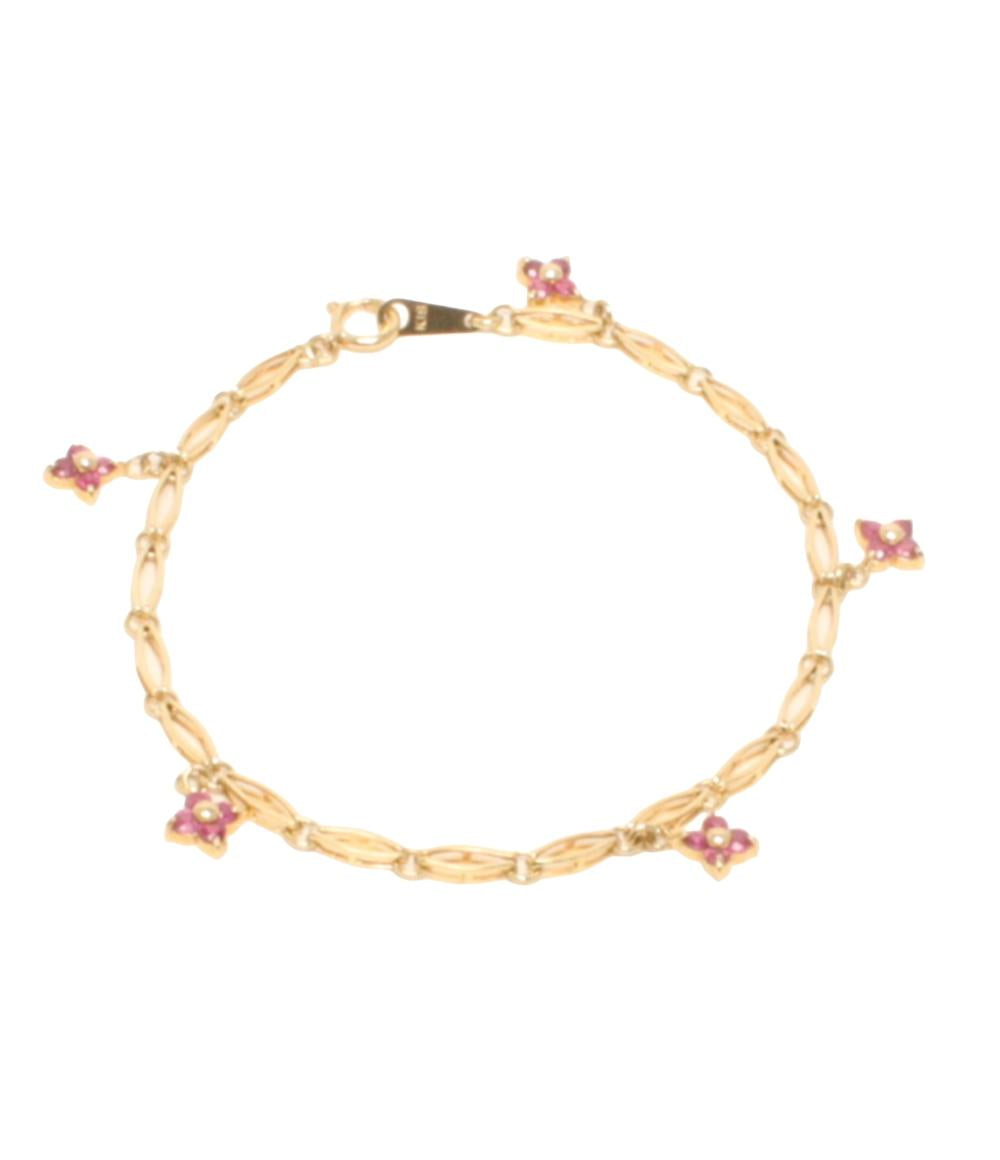 美品 ブレスレット K18 ルビー フラワーモチーフ レディース