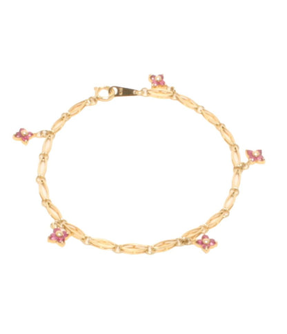 美品 ブレスレット K18 ルビー フラワーモチーフ レディース