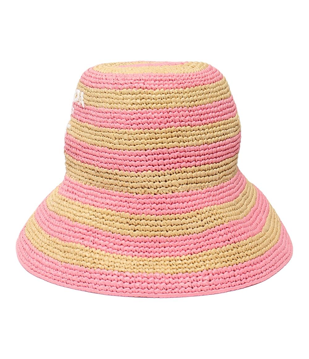 美品 PRADA ラフィアハット ボーダー レディース SIZE S プラダ