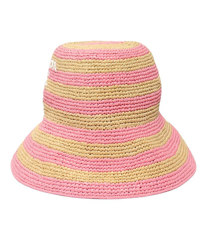 美品 PRADA ラフィアハット ボーダー レディース SIZE S プラダ