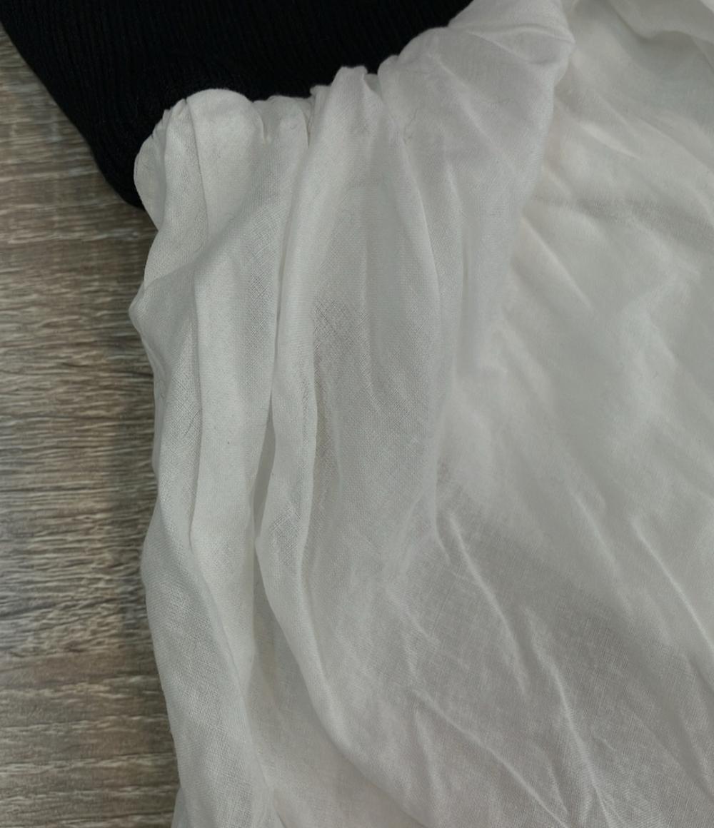 anuans 長袖ワンピース ボートネックイレギュラーヘムドッキングニットワンピース 1523631502 レディース SIZE M アニュアンス