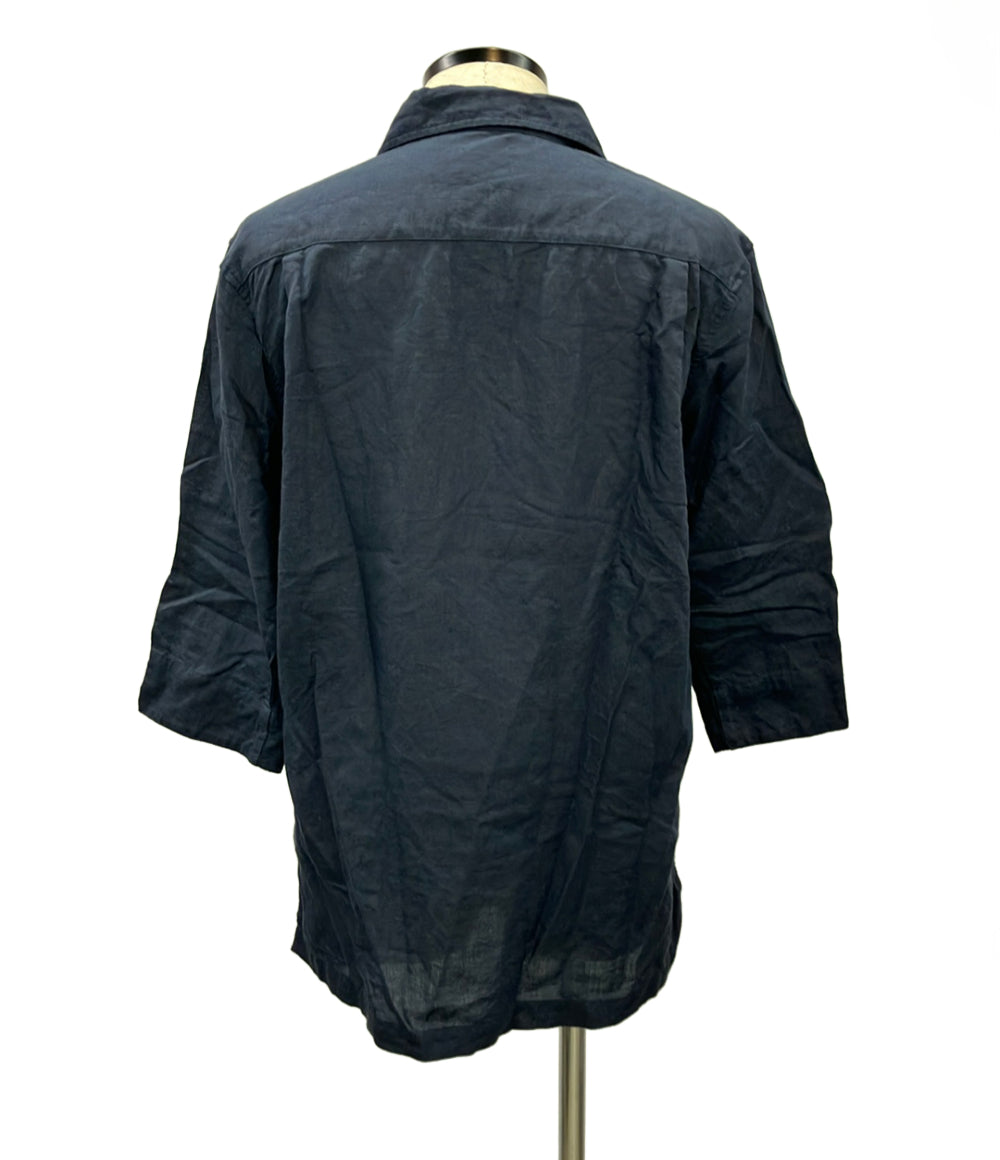 LANVIN en Bleu 半袖シャツ スキッパー リネン コットン 7分袖 LB-6A メンズ SIZE 48 (L) ランバンオンブルー